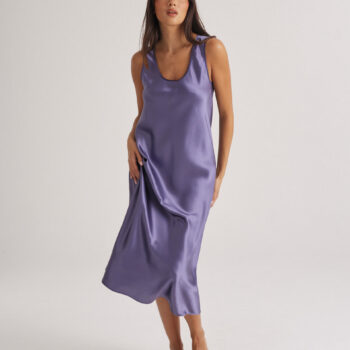 Mono Silk Long Nightdress Blue Manor